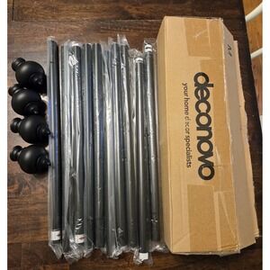 Deconovo 2 Pack Black Curtain Rods Finials 48" to 84" NO Brackets or Hardware
